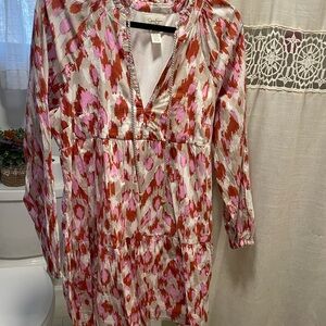 Jessica Simpson Pink and Red Long Sleeve Dress
